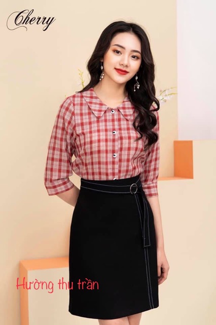 Chân váy chữ a trẻ trung công sở đẹp dài tới gối phong cách công sở
