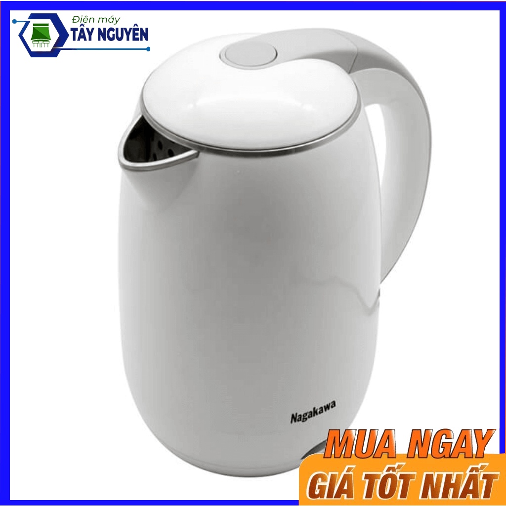 Bình Đun Siêu Tốc 2 Lớp Nagakawa NAG0314 (1.8L-1800W) - Thân nhựa PP ruột inox 304 - Hàng mới