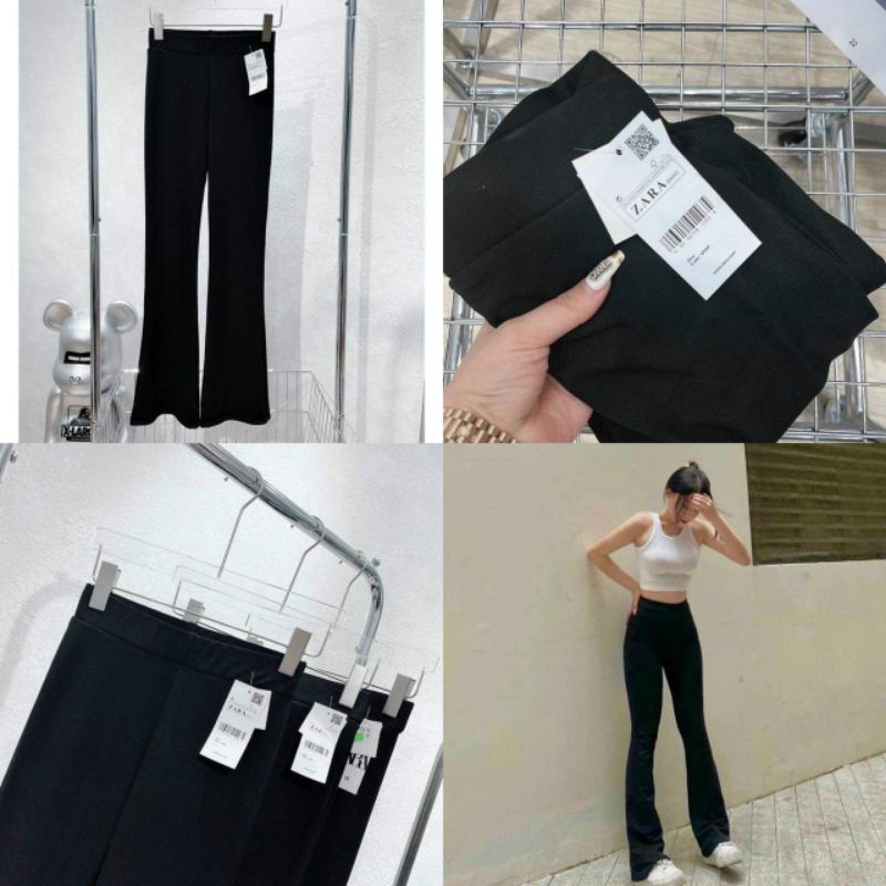 QNU 004A3 Quần Za.ra Tăm Ông Loe Nữ Legging Màu Đen Lưng Cao Co Dãn Bốn Chiều Siêu Hách Dáng Thời Trang Nữ Ailee