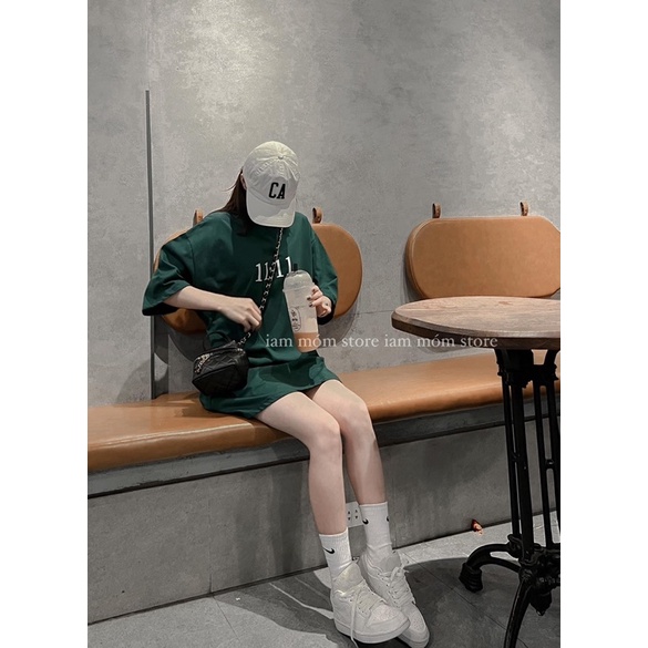 Áo Thun Tay Lỡ Unisex 11:11 màu XANH LÁ  Nam nữ unisex Áo phông cổ tròn form rộng Jaystoree ❤️