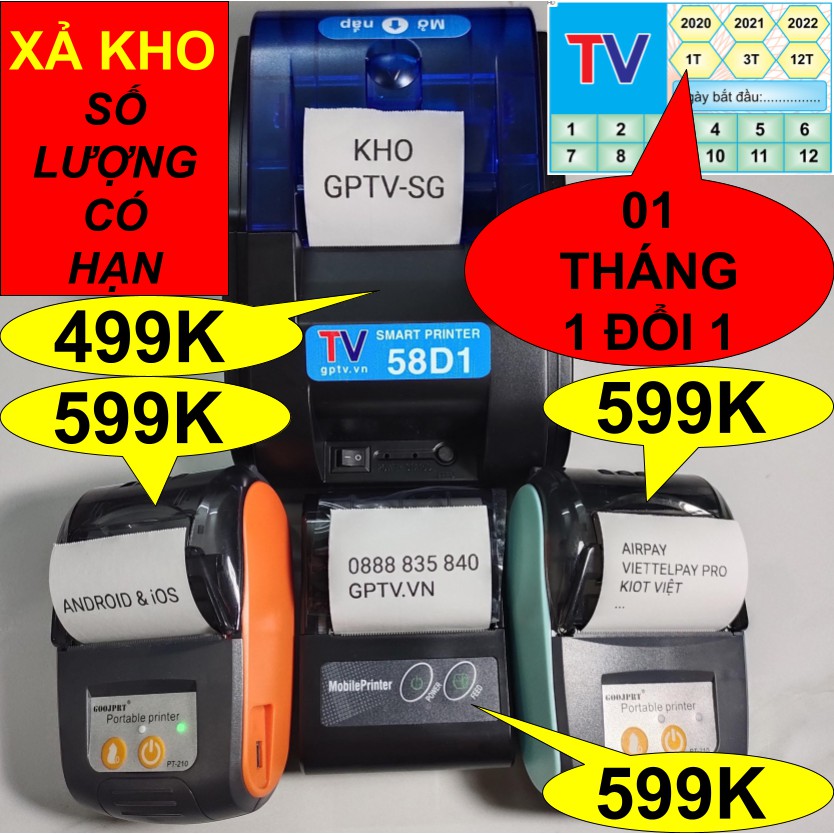 [XẢ KHO] Máy in Bluetooth nhiệt Mini không dây di động KiotViet Viettelpay Airpay phiếu tính tiền ảnh chụp màn hình