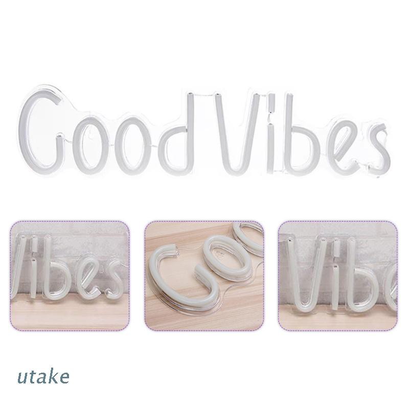 Utake Decorative Wall Tapestry, Good Vibes Only Words in Neon Light for Room Outdoor