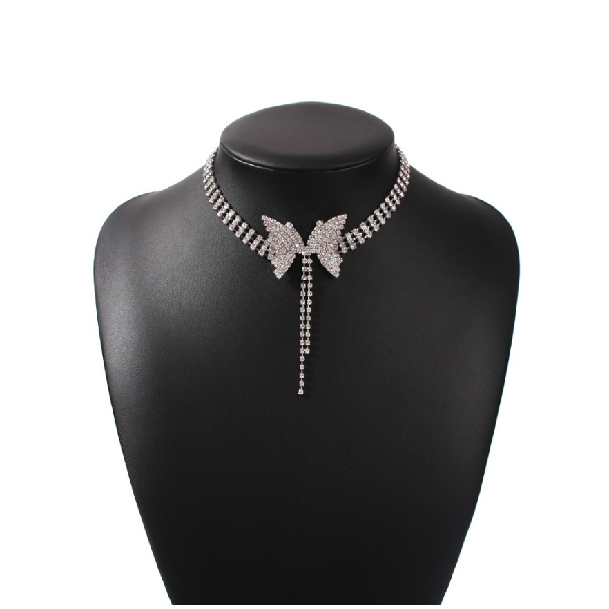 Bộ trang sức nữ vòng cổ bông tai dây chuyền đính đá zircon lấp lánh hình cánh bướm phong cách hàn quốc sang trọng