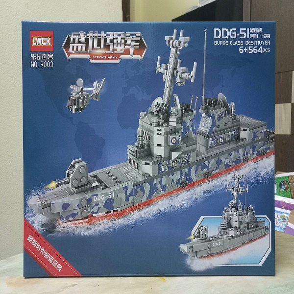 Đồ chơi Xếp hình 9003 tàu chiến quân sự DDG-51 khổng lồ giúp trẻ tư duy sáng tạo xếp hình lắp ráp trí tuệ 564 chi tiết