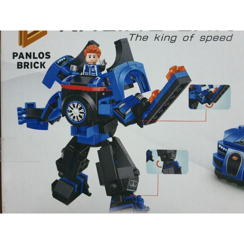 lego panlos 661002 racing car siêu xe biến hình người máy robot chiến đấu tốc độ cao xanh dương trắng đỏ vàng bee