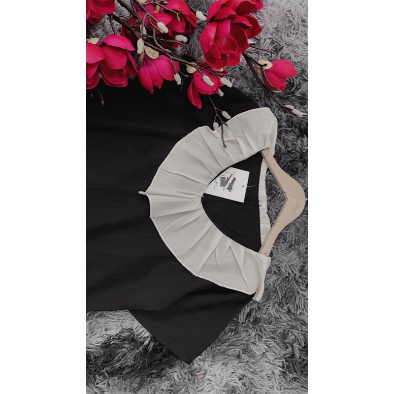 [ Mã FAMAYWA2 giảm 10K đơn 50K] Váy đũi cổ voan xếp ly chất đũi xước hàng đổ shop | BigBuy360 - bigbuy360.vn