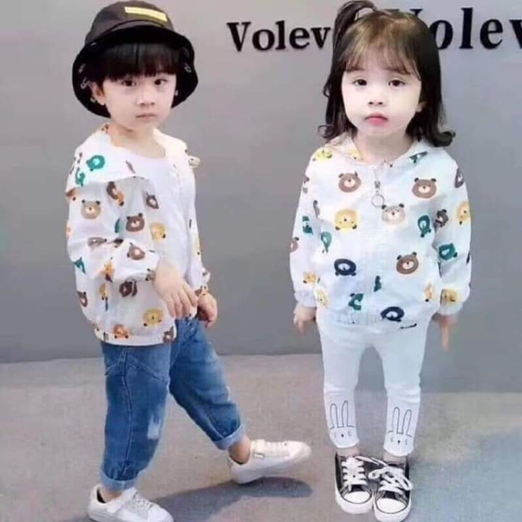 Áo Khoác Nắng Cho Bé, ÁO KHoác Cotton Giấy Mềm Nhẹ Cho Bé AKN01