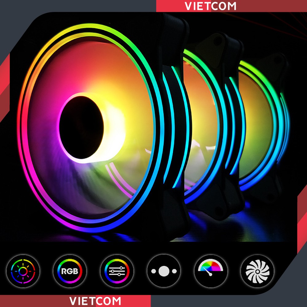 Quạt Tản Nhiệt, Fan Case Coolmoon M1 Thế hệ thứ 2 - Led RGB  Dual Ring Rainbown - Tặng kèm ốc vít gắn vào case