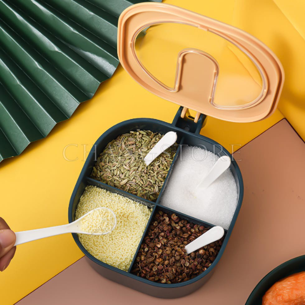 Hộp Đựng Gia Vị 4 Ngăn Thông Minh Tiện Lợi Dành Cho Nhà Bếp