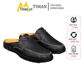 Dép nam đẹp quai ngang kiểu quai hậu đế bánh mì thiết kế xỏ ngón chất liệu da tông cao cấp bảo hành 5 năm SA08 TIMAN