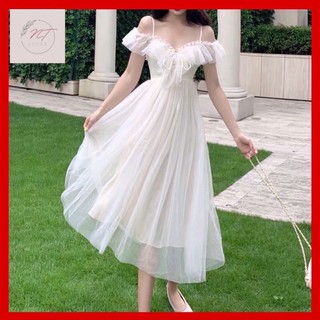 Đầm voan trắng💖💖Váy liền nữ dáng xoè dự tiệc công chúa cực xinh
