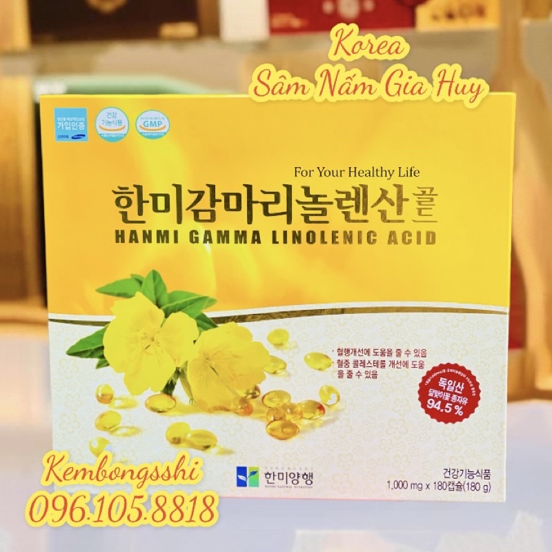 [DATE 2023] Tinh Dầu Hoa Anh Thảo Hanmi Gamma Linolenic Acid Hàn Quốc Cân Bằng Nội Tiết Tố [HỘP 180 VIÊN]