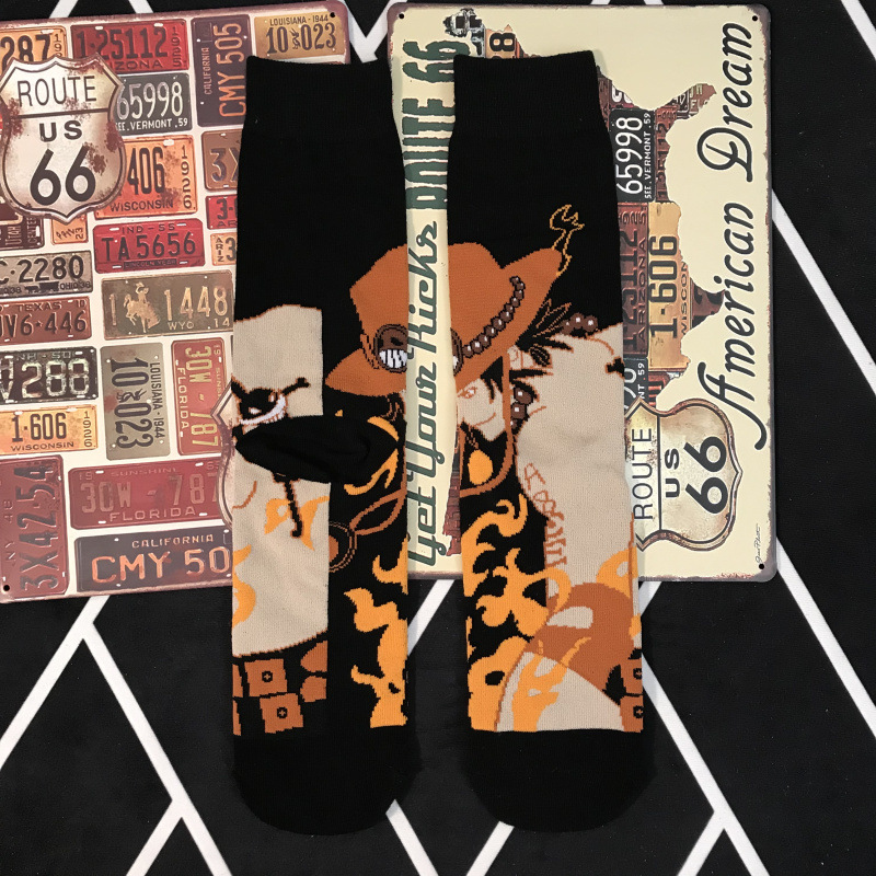 Tất Cotton Dài In Họa Tiết Hoạt Hình One Piece Phong Cách Nhật Bản