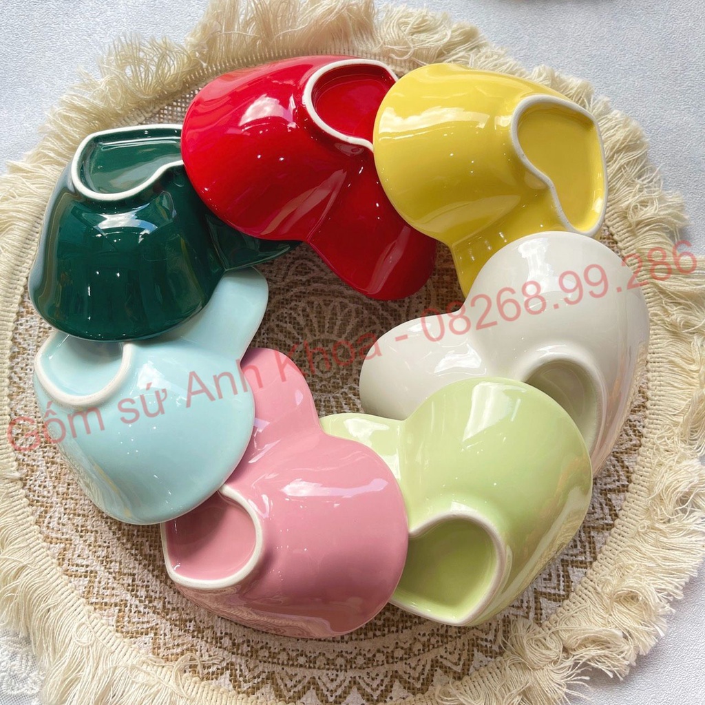 Bát Đĩa sứ Decor Chén Dĩa Sứ Dễ Thương Cute Cao Cấp bát chấm, bát ăn dặm hình trái tim xinh yêu.