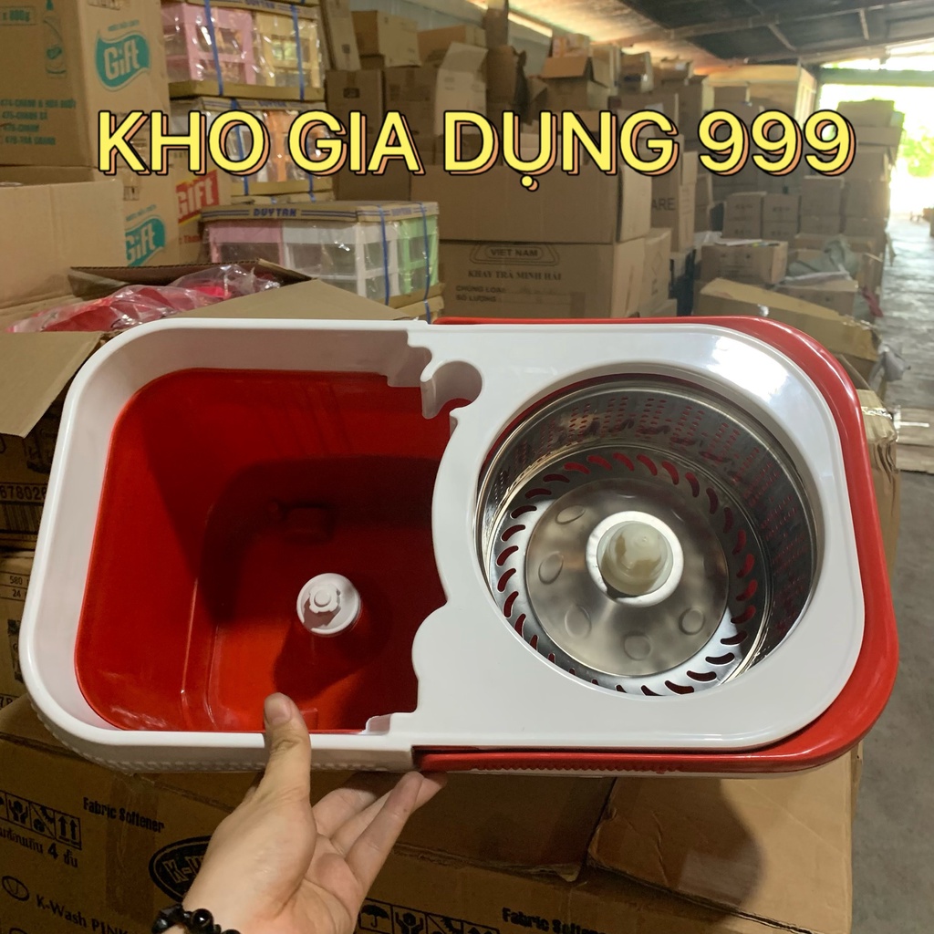THÙNG LAU NHÀ XOAY 360 ĐỘ INOX - VẮT KHÔ BÔNG LAU SIÊU MƯỚT