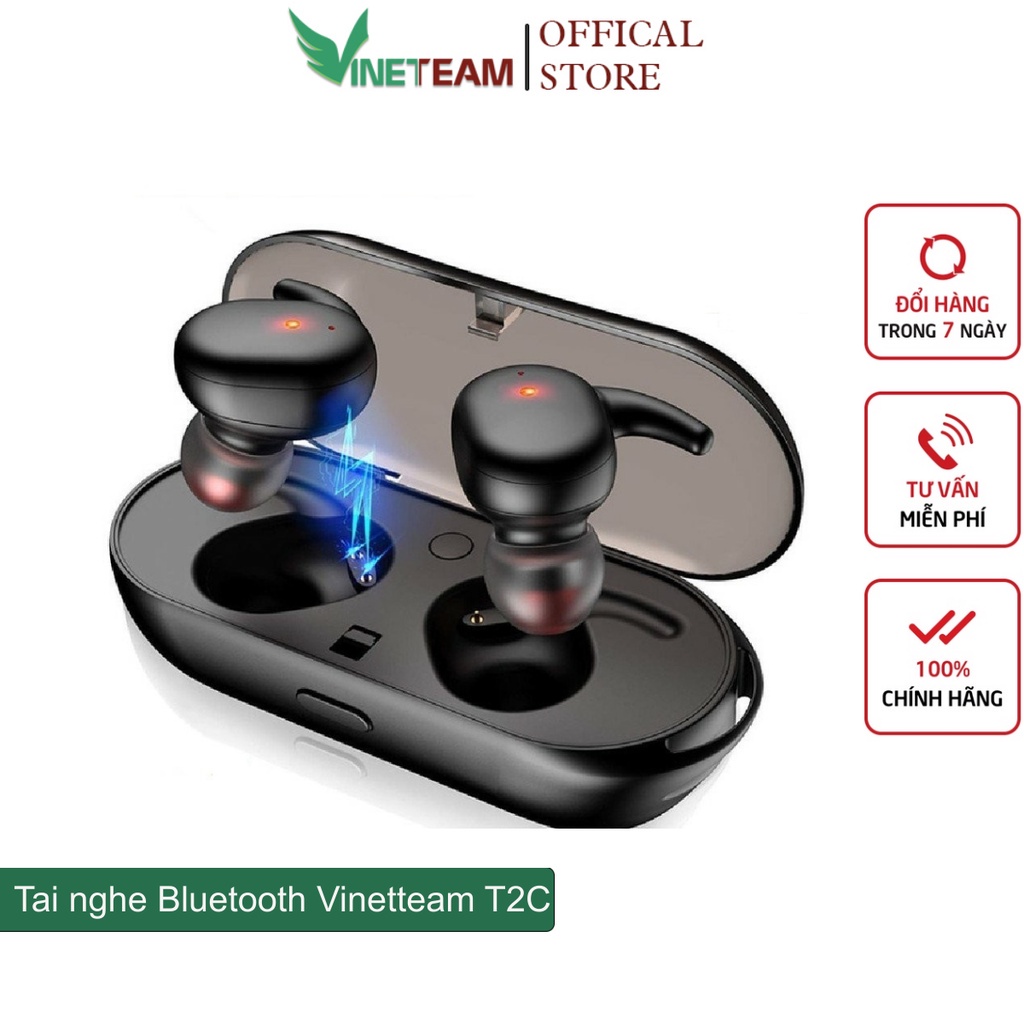 Tai Nghe nhét tai Bluetooth 5.0 Vinet team TWS T2C  - Cảm Ứng 1 Chạm - Pin 12h - Đàm Thoại 2 tai - Tự Kết Nối -3674