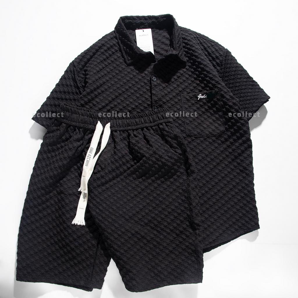 Bộ Sơ Mi Xốp Tay Ngắn Cổ Đức Kaki Nam Nữ Bộ Đồ Nam Chất Liệu Mới Cải Tiến Bền Đẹp #BD03