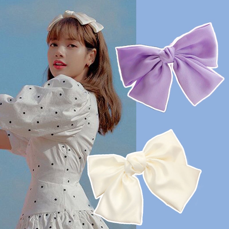 Kẹp Tóc Nơ Ruy Băng Phối Ren Thời Trang Cho Nữ