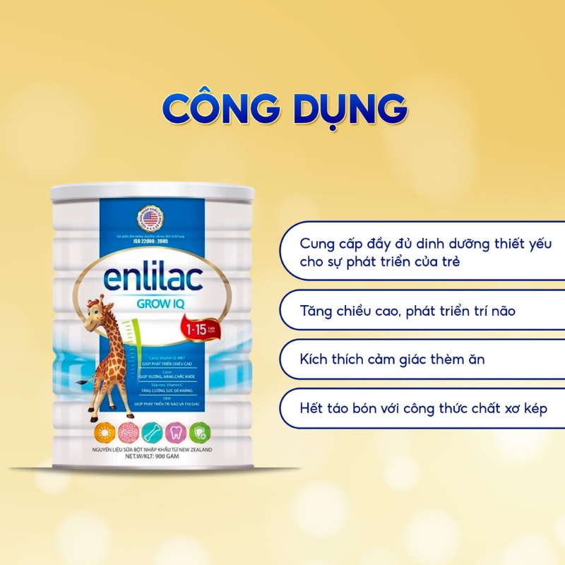 Sữa Bột Cho Bé Giúp Tăng Chiều Cao, Phát Triển Trí Thông Minh ENLILAC Grow IQ 400-900g/Hộp