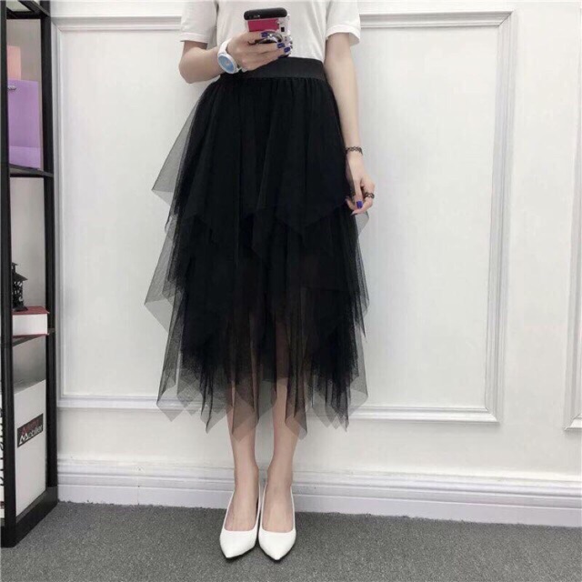 Chân váy voan tầng