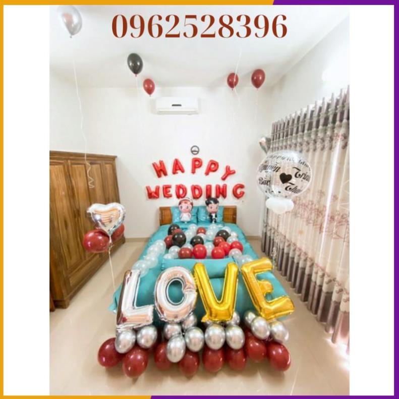Set Bóng Happy Wedding Trang Trí Phòng Tân Hôn Nhiều Mẫu
