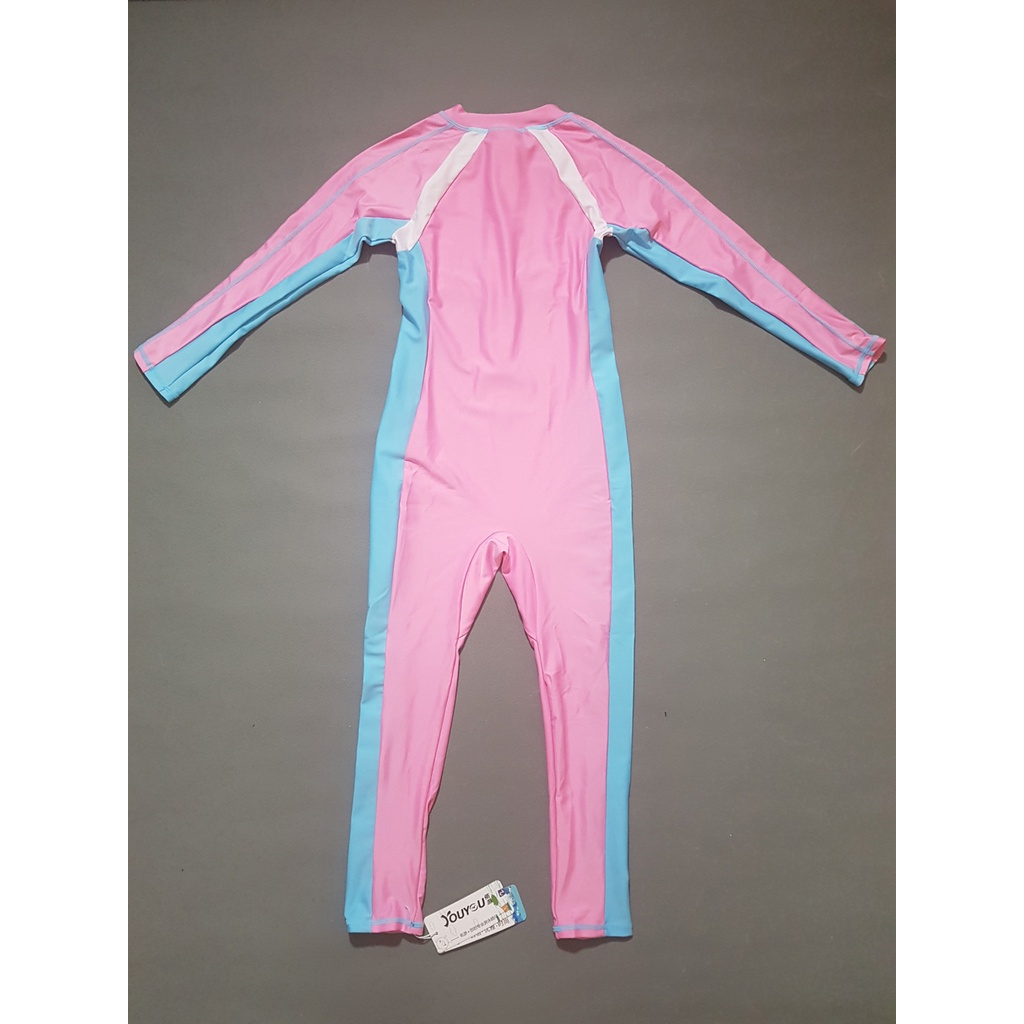 Đồ bơi liền thân tay dài quần dài chống nắng màu  hồng xanh thể thao bé trai và gái size đại