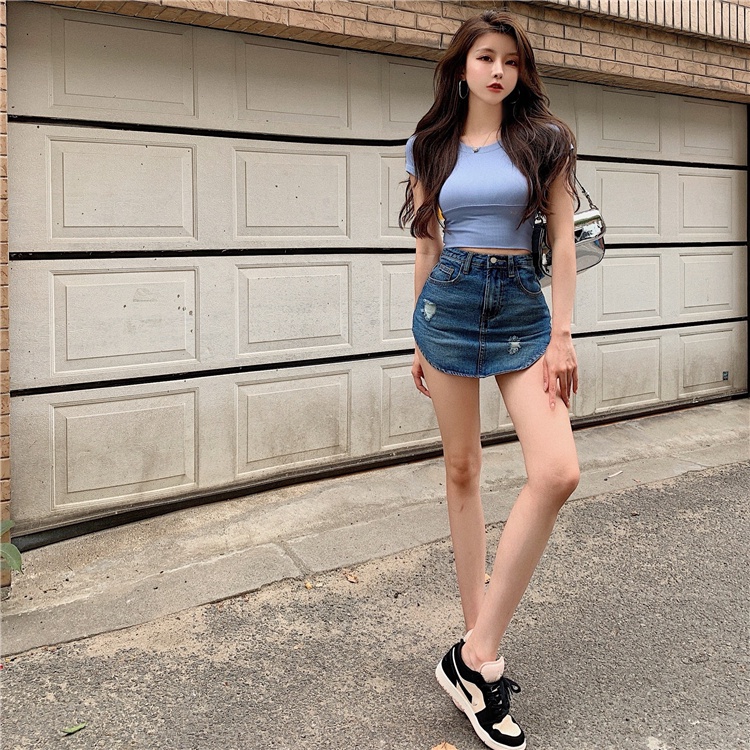 Chân Váy Jeans Xẻ Tà Thời Trang Dành Cho Nữ