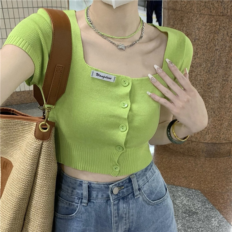 Áo Cổ Vuông Ôm Dáng Dễ Phối Đồ Thời Trang Phong Cách Hàn Quốc