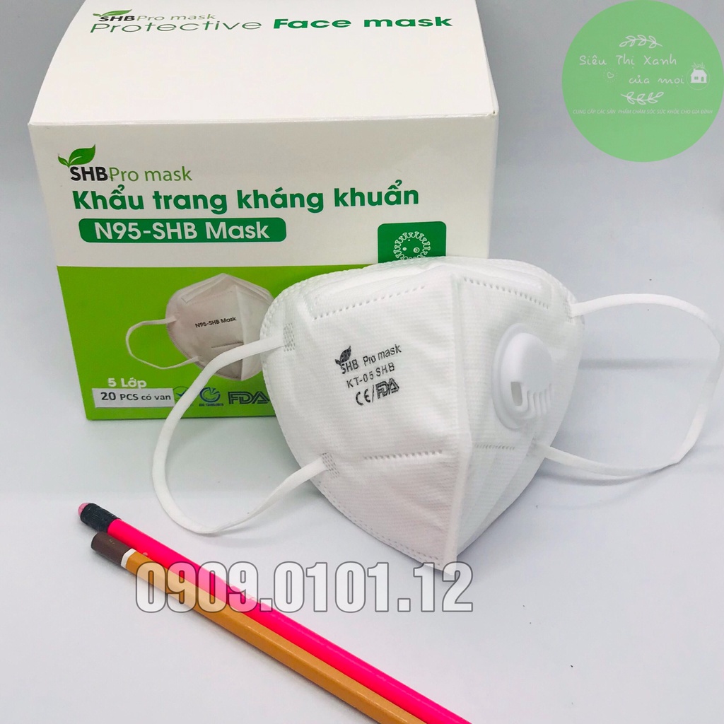 Khẩu trang n95 có van thở SHB Pro Mask, Kn95 chính hãng 5 lớp kháng khuẩn chuẩn FFP2 hộp 10 cái | BigBuy360 - bigbuy360.vn