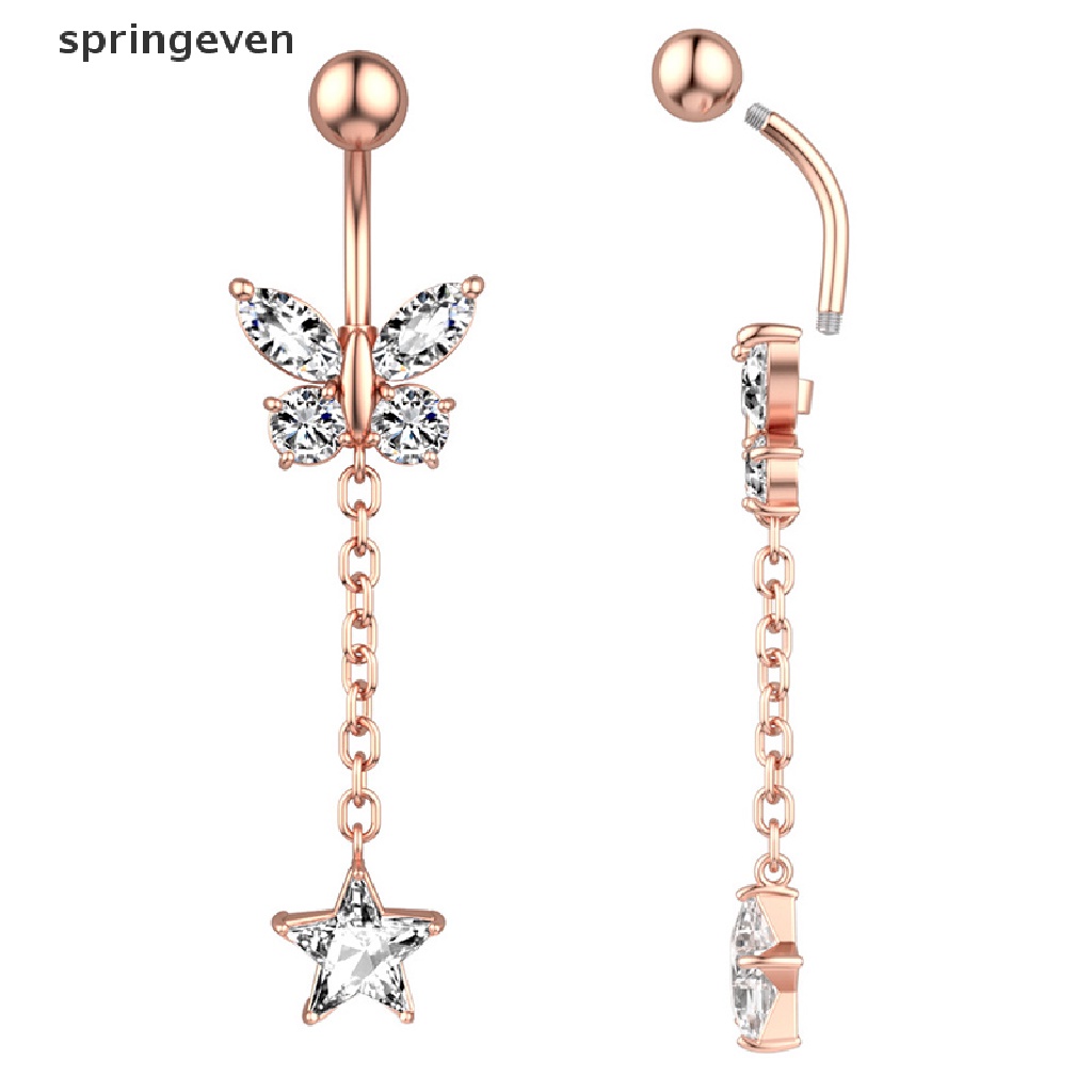 Khuyên RốN HìNh BướM ĐíNh Đá BằNg ThéP Không Gỉ