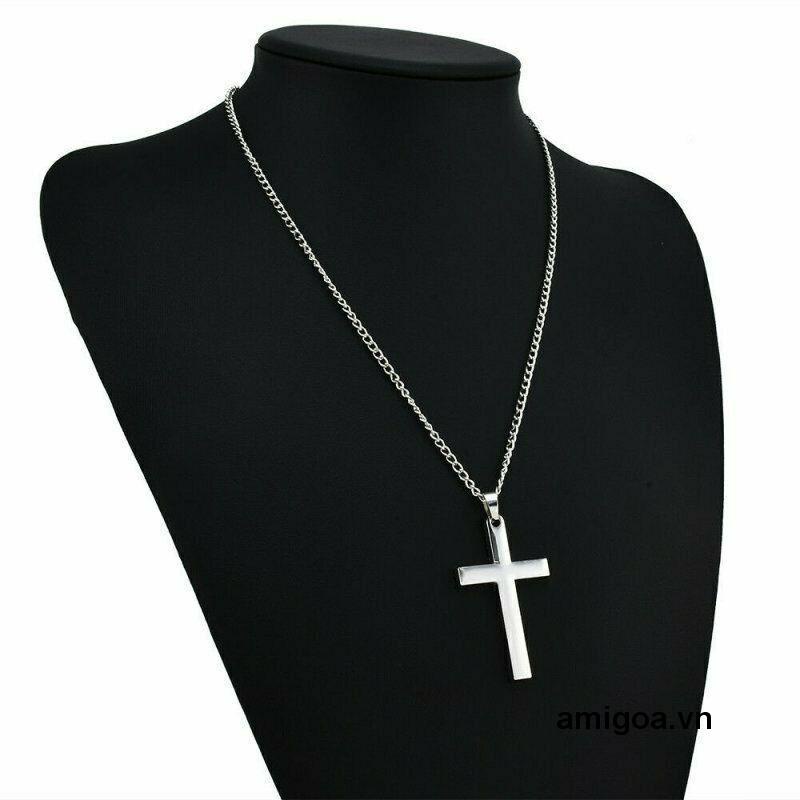 ✨✨Vòng cổ dạng dây xích với mặt hình chữ thập bằng thép titan cá tính cho nam và nữ