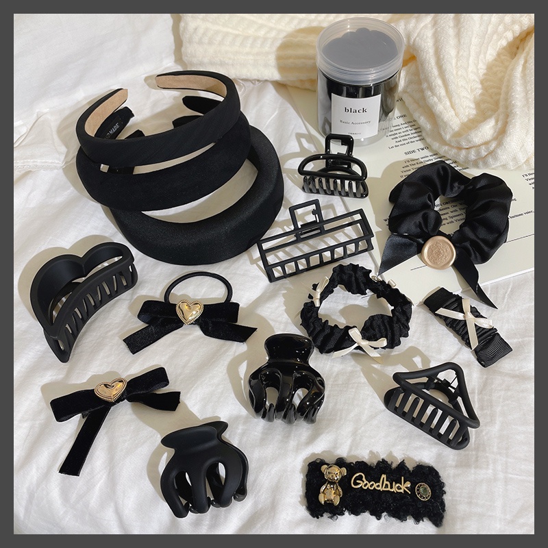 Dây cột tóc màu đen phong cách Hàn Quốc dễ phối đồ