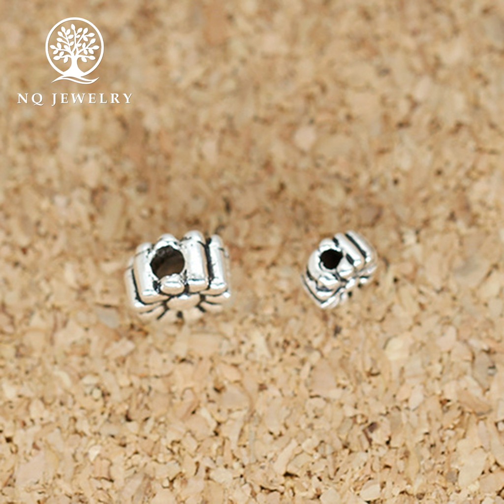Charm bạc chặn hạt họa tiết hoa văn - NQ Jewelry