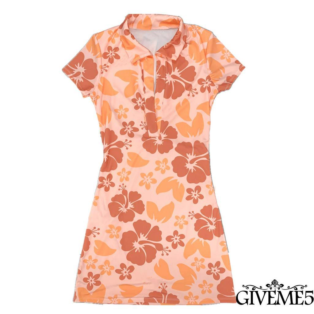 Đầm Ngắn Tay In Họa Tiết Hoa / Bướm Gợi Cảm Cho Nữ