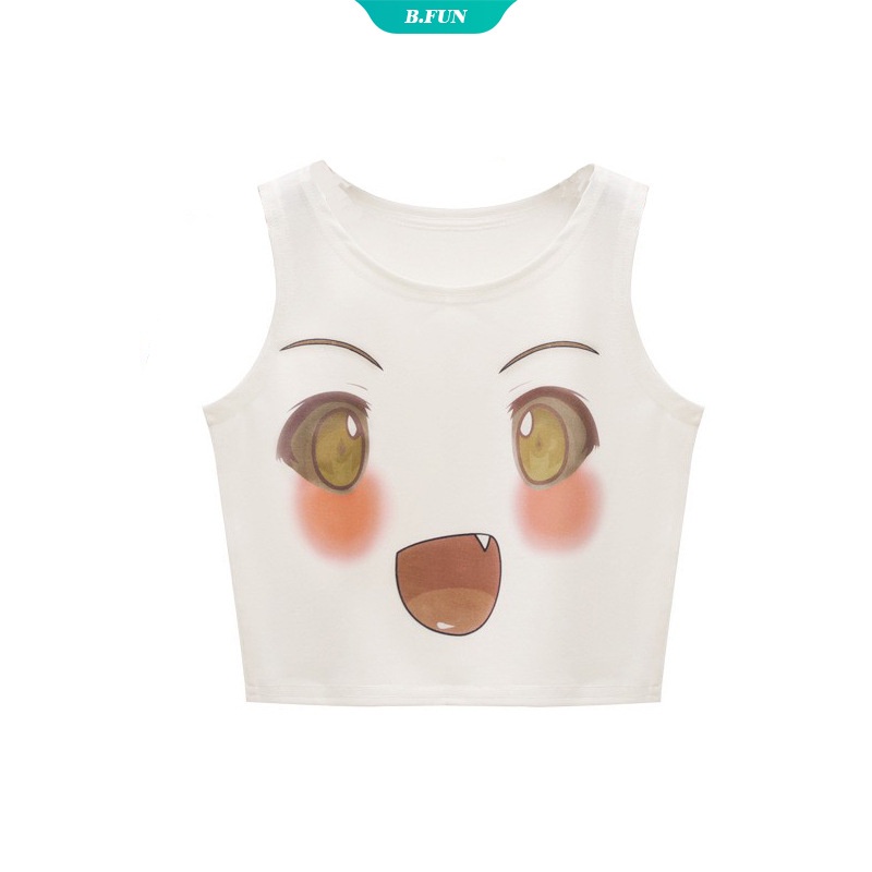 Áo Croptop Sát Nách Chất Liệu Cotton Pha Lê In Hoạt Hình Pokemon Thời Trang Mùa Hè Cho Nữ