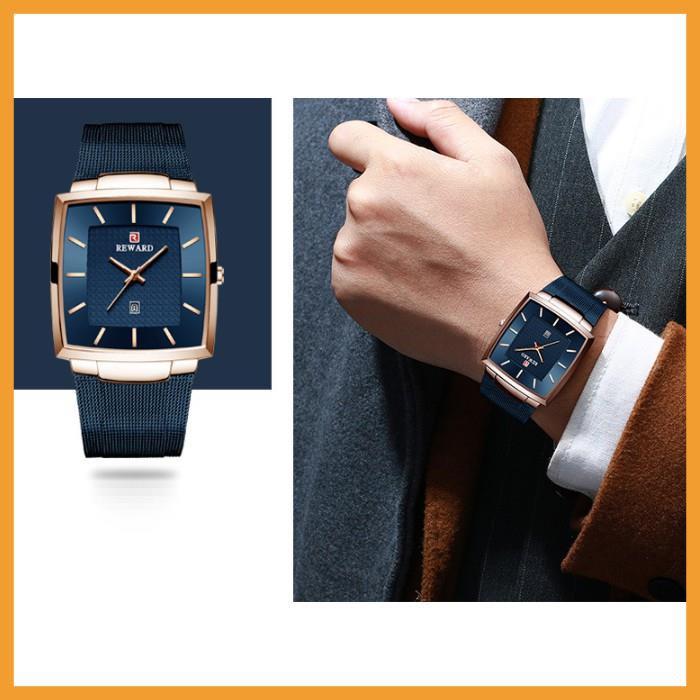 [Free ship - hàng Auth] Đồng hồ nam Reward mặt vuông, dây kim loại, chống nước ,hàng chính hãng bảo hành 1 năm | BigBuy360 - bigbuy360.vn