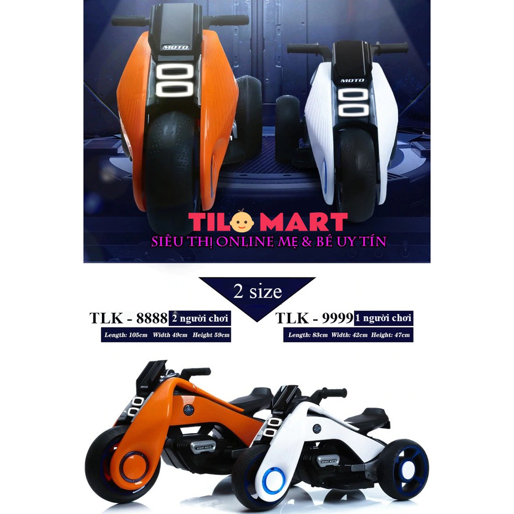 Xe máy điện trẻ em, xe moto điện cho bé phân khối lớn TILO KIDS TLK-9999