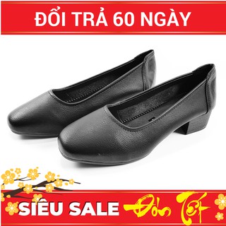 Giày nữ gót vuông 3cm da mềm VNXK 3P23D