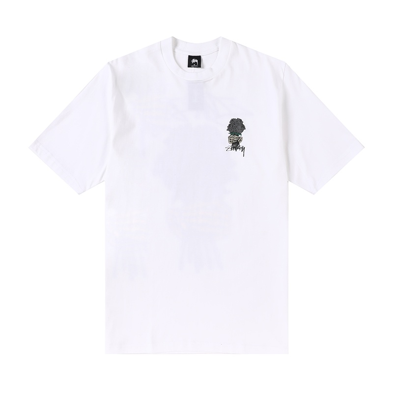 Áo Thun Tay Ngắn Dáng Rộng In Chữ Stussy Và Hoa Hồng Phong Cách Đường Phố Mỹ Cho Nam Và Nữ