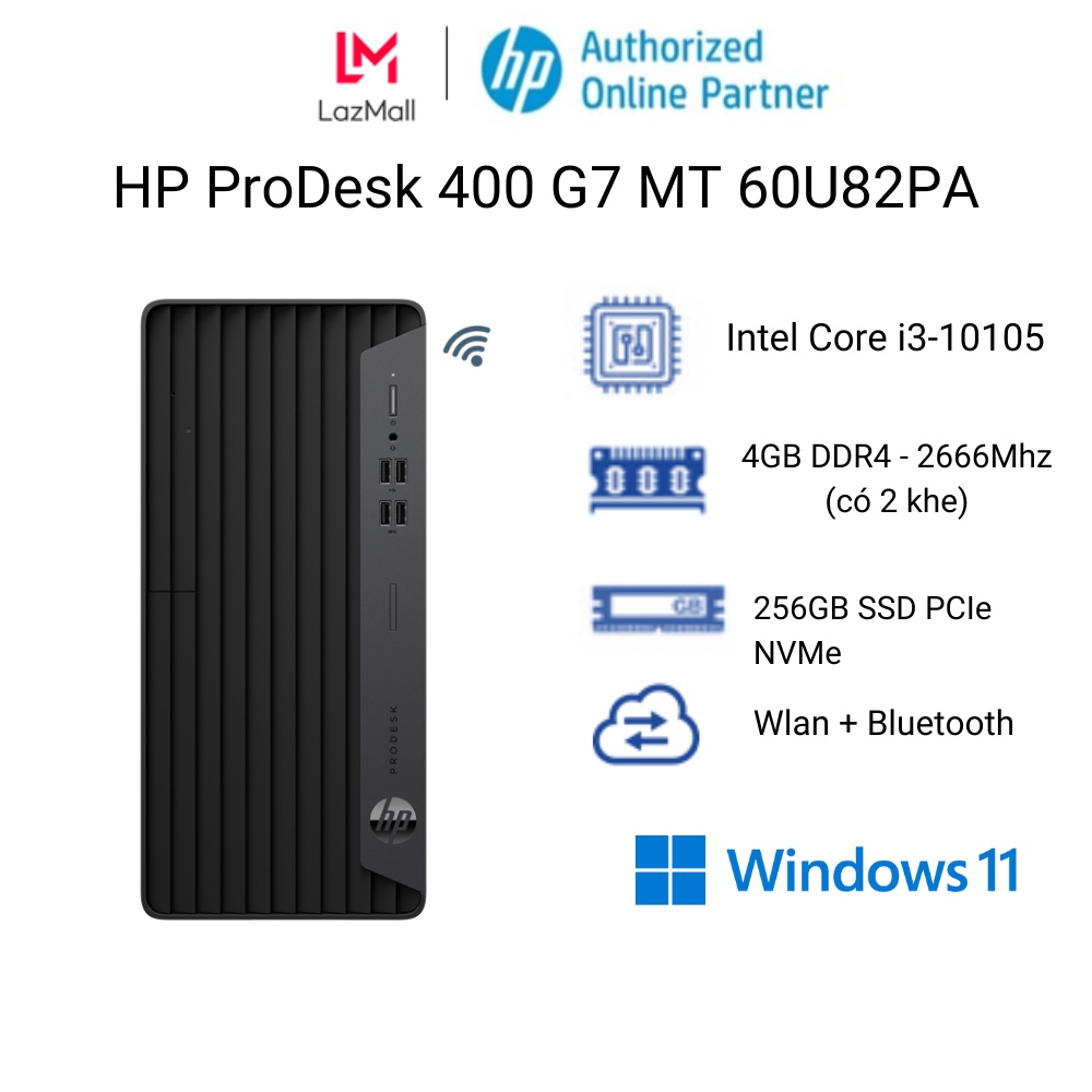 [Mã ELHP3TR giảm 12% đơn 500K] Máy tính để bàn đồng bộ HP ProDesk 400 G7 MT 60U82PA (i3-10105)