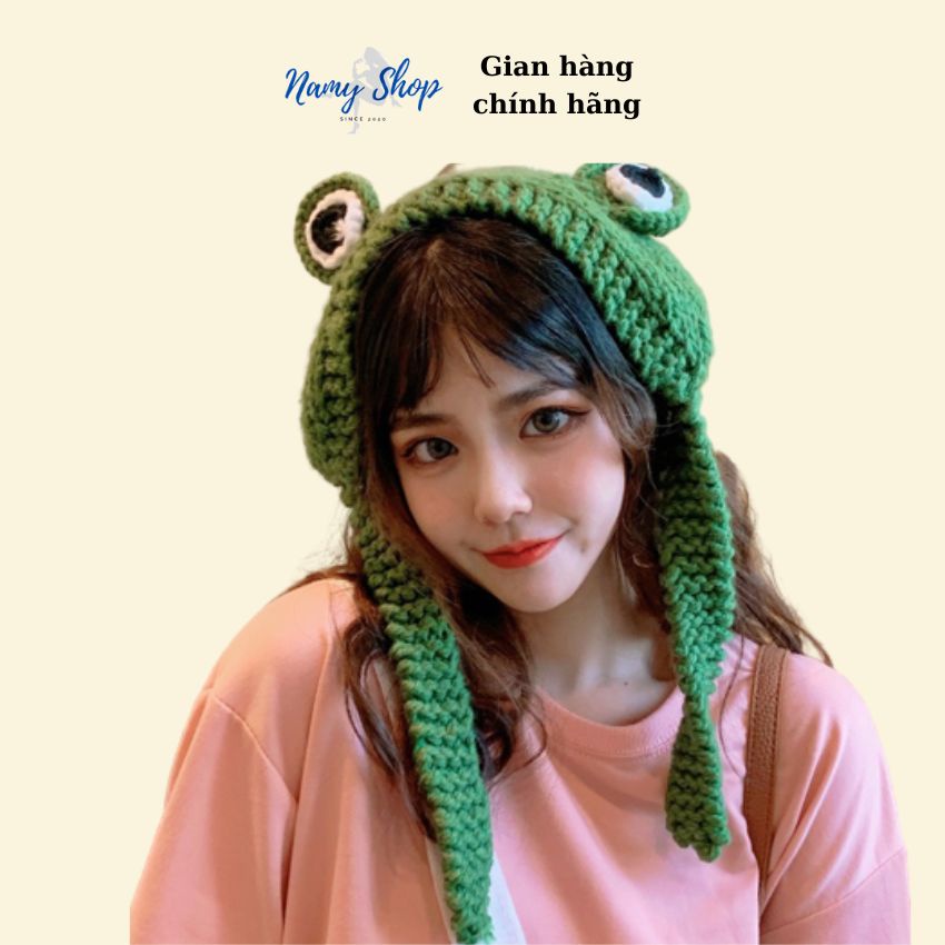Nón mũ len hình mắt chú ếch đáng yêu dễ thương