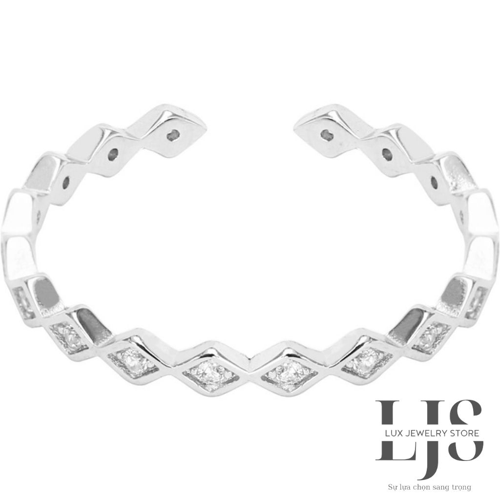 Nhẫn nữ mạ bạc 925 Lux jewelry, nhẫn nữ hình thoi đính đá - LUX824