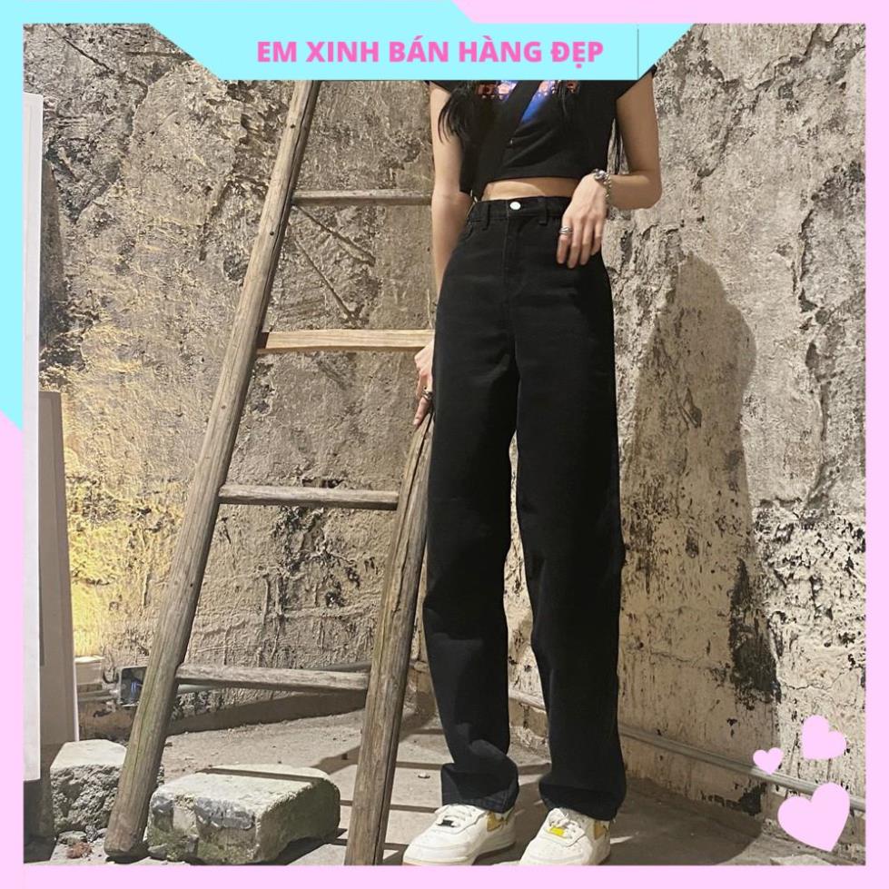 Quần jean nữ ống suông màu đen Basic ( Lưng Cao - Ống Suông vừa) BC308