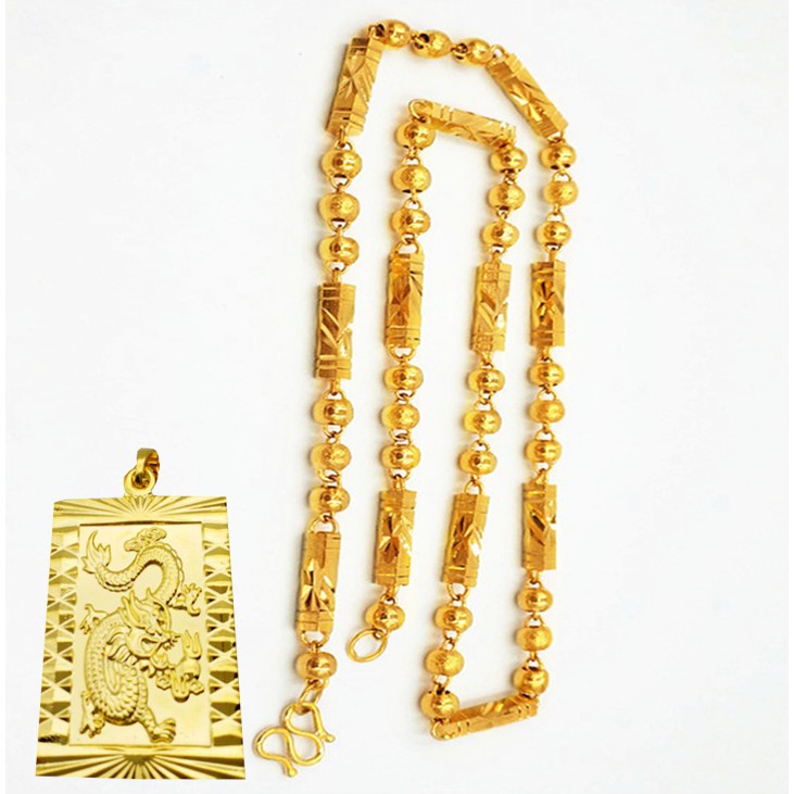 DÂY CHUYỀN NAM VÀ MẶT CHẠM RỒNG MẠ VÀNG 18K