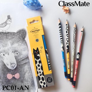 Bút chì gỗ có tẩy 2b animal classmate pc01-an