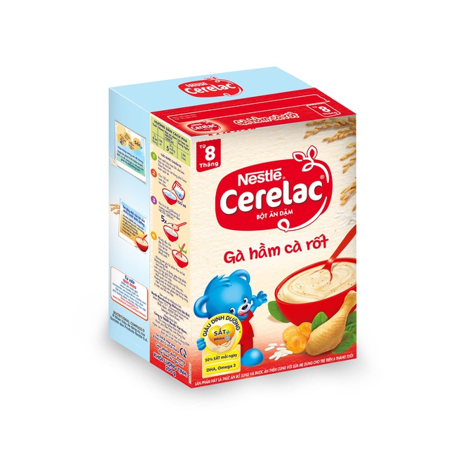 [Tặng kèm yếm ăn dặm trị giá 60k] Bột Ăn Dặm Nestle Cerelac - Gà Hầm Cà Rốt (200g)