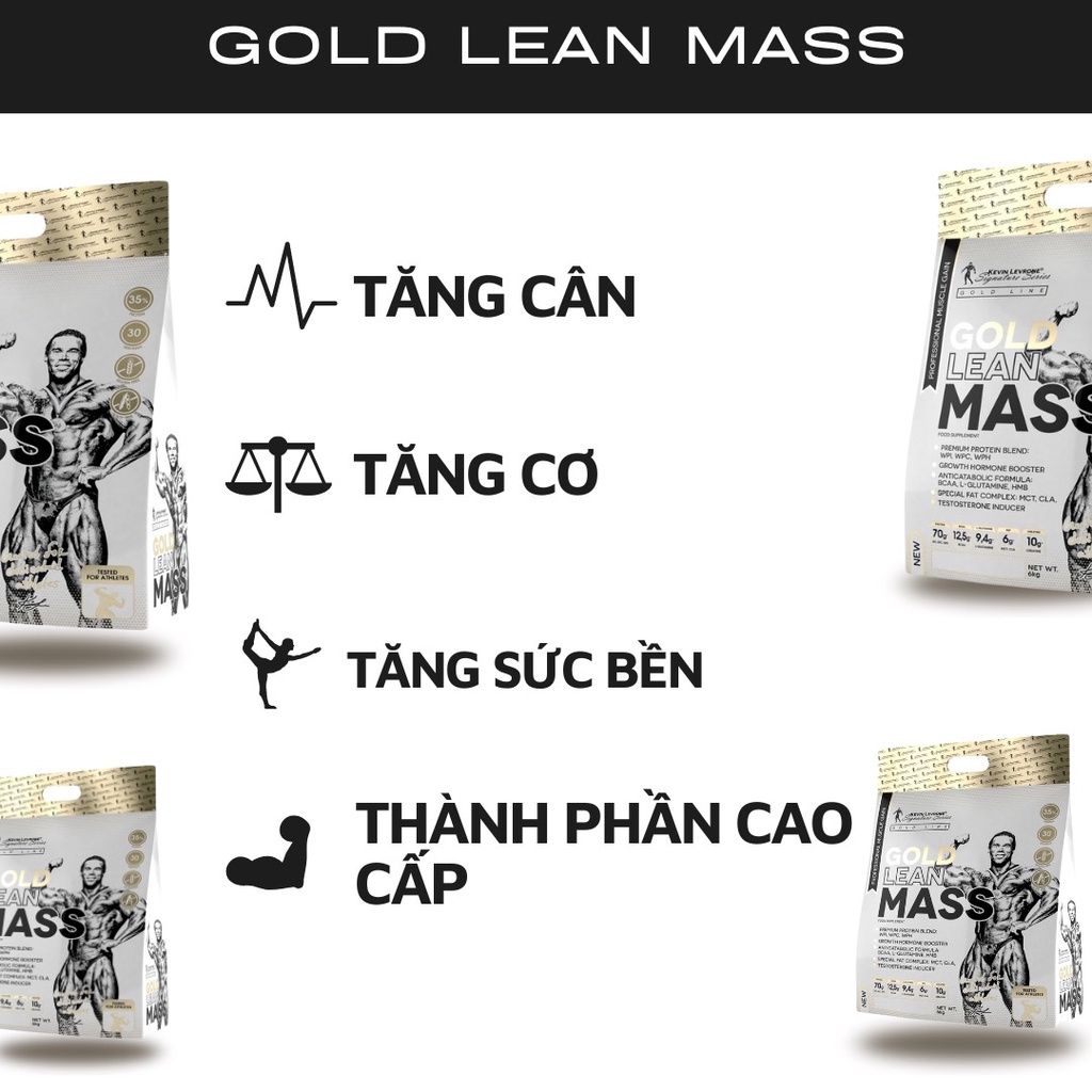 BỊCH 6KG - GOLD LEAN MASS - HỖ TRỢ TĂNG CÂN NẠC NHANH - PHÁT TRIỂN CƠ BẮP TỐI ĐA - THÀNH PHẦN CÓ THÊM CLA HẠN CHẾ LÊN MỠ