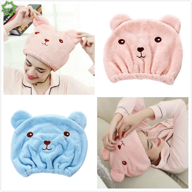 Nón vải lông mềm hình hoạt hình xinh xắn  tiện dụng giúp lau khô cho tóc
