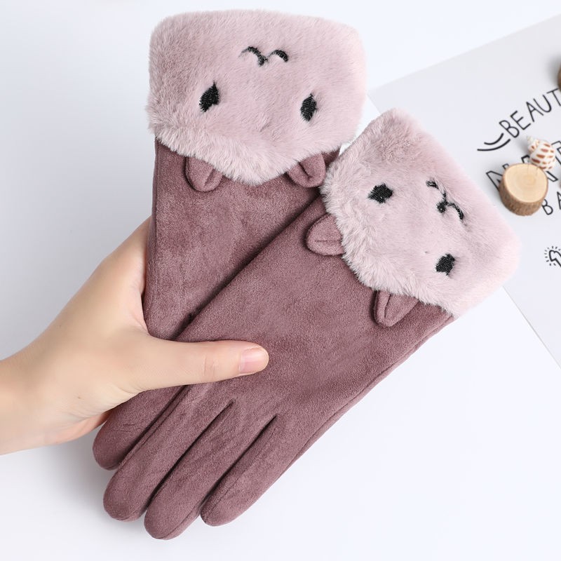 Găng Tay Da Lộn Giữ Ấm Khi Đi Xe Máy Cho Nữ