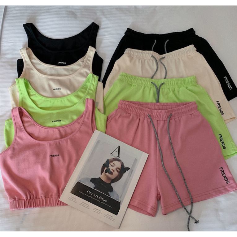 2022 Phụ nữ mới Trang phục thể thao thông thường Thể thao Mùa hè Trang phục thể thao cotton Vest + Quần short thể thao Thấm hút mồ hôi nhanh chóng